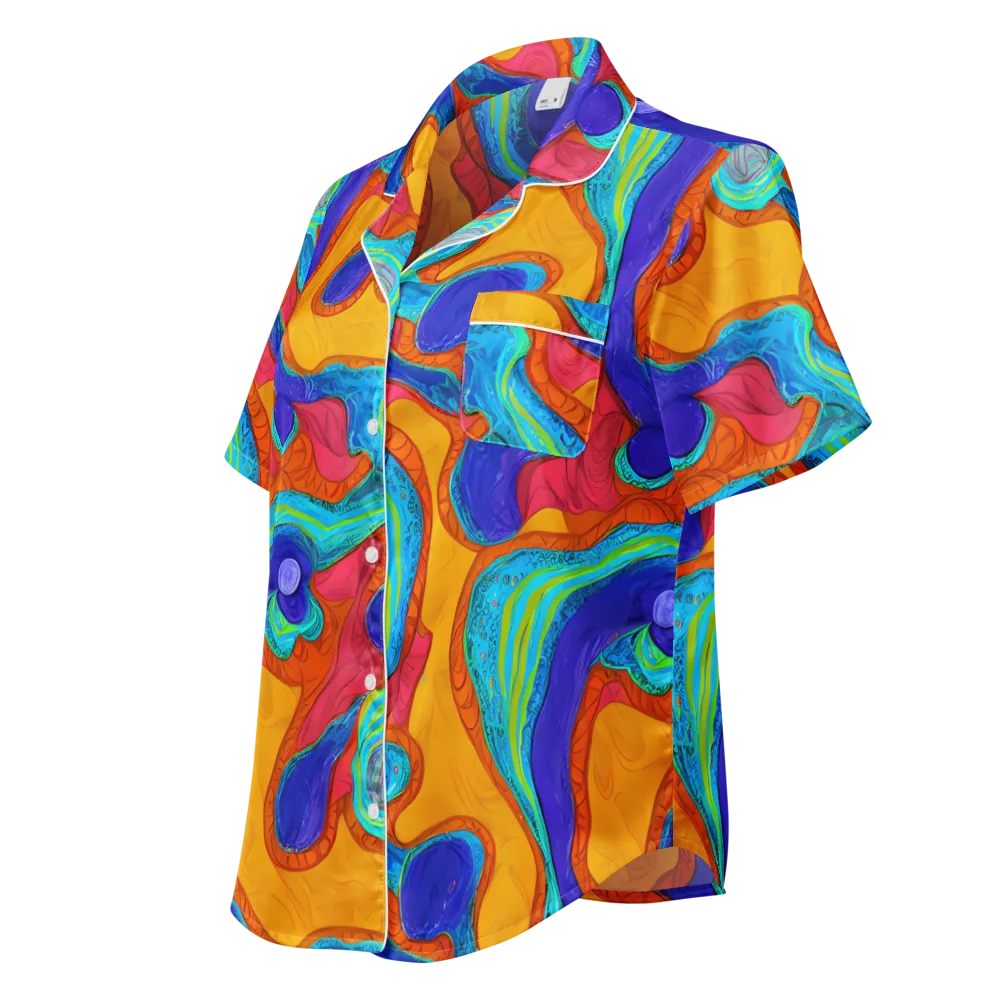 Tangerine Vortex on Women's Short Sleeve Pajama Top — Left Front