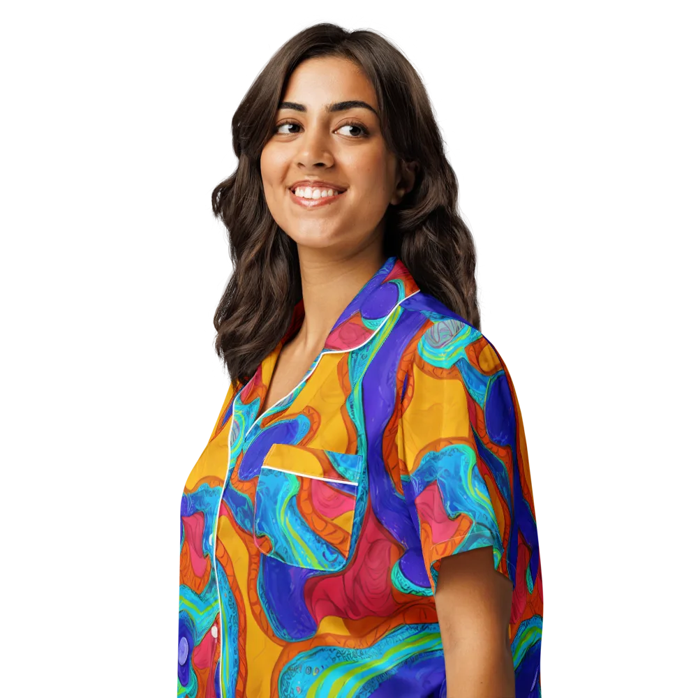 Tangerine Vortex on Women's Short Sleeve Pajama Top — Left Front