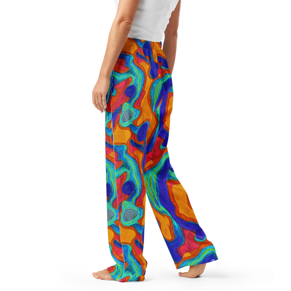 Tangerine Vortex on Women's Pajama Pants — Left