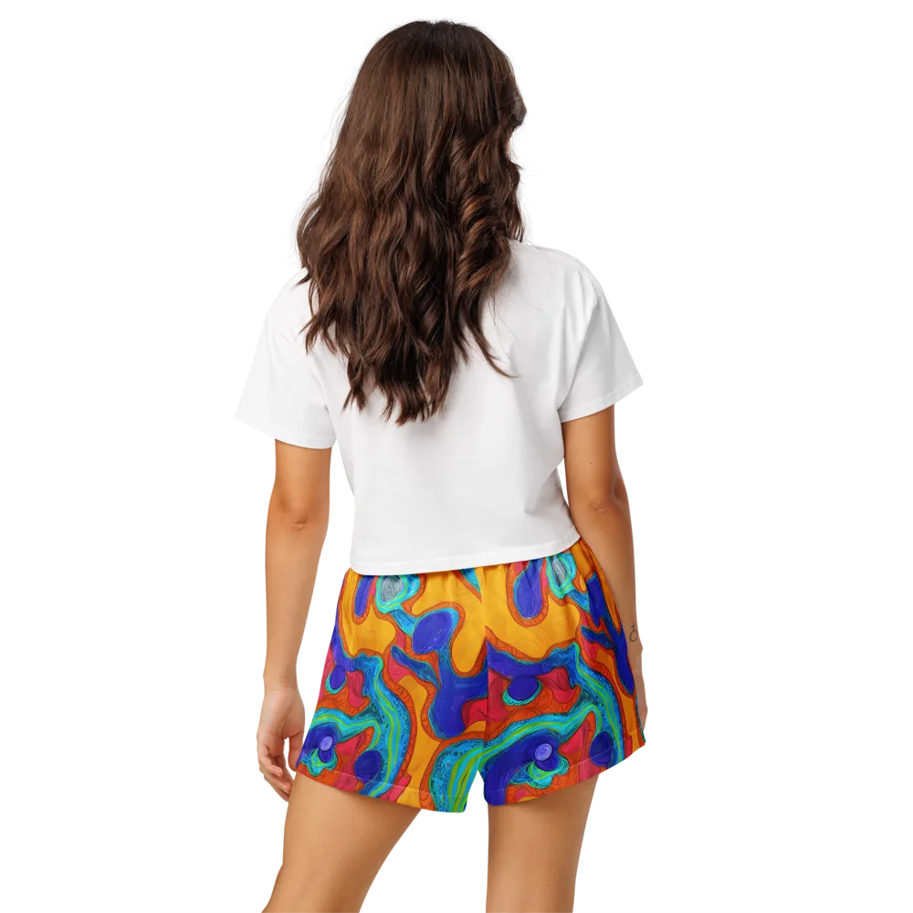 Tangerine Vortex on Women's Pajama Shorts — Back