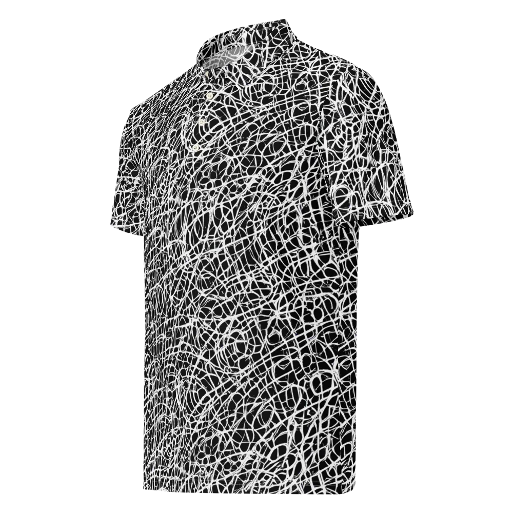 Midnight Scribble on Men's Slim Fit Polo Shirt — Left Front