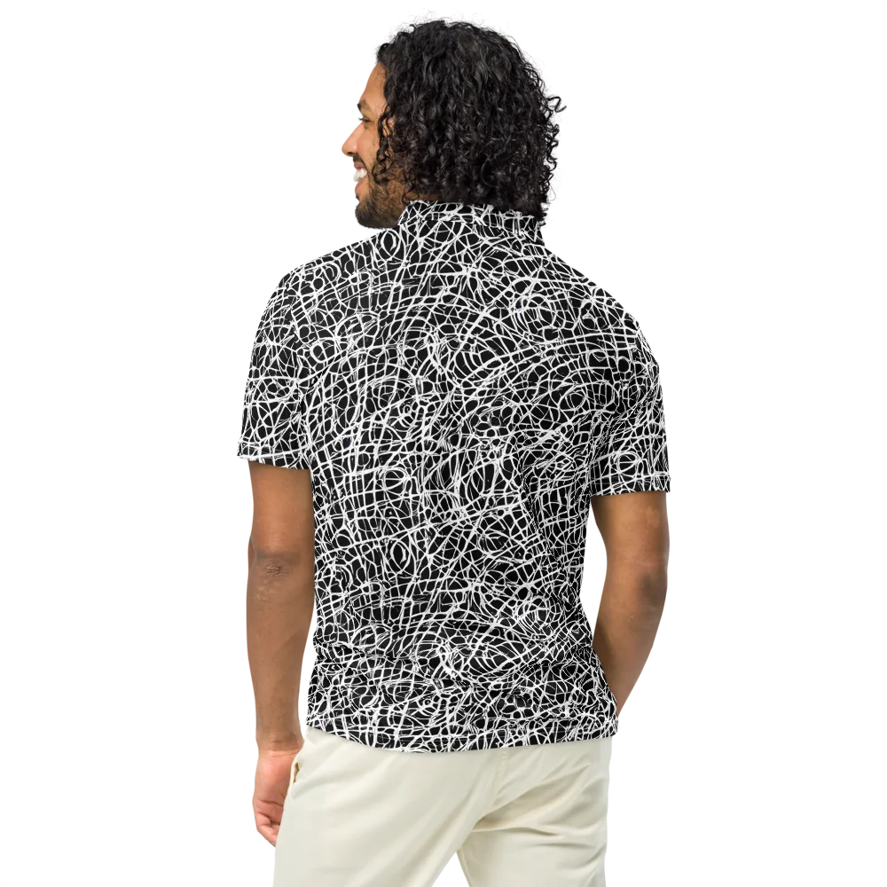 Midnight Scribble on Men's Slim Fit Polo Shirt — Back