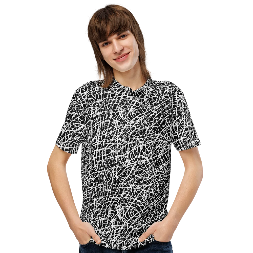 Midnight Scribble on Men's Slim Fit Polo Shirt — Front