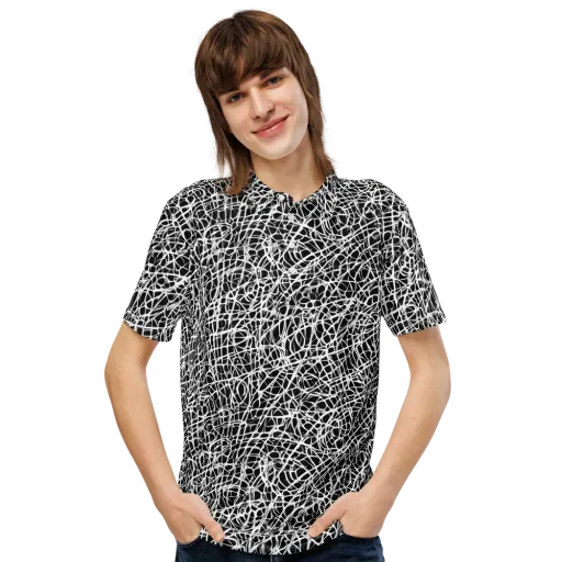 Midnight Scribble on a Men's Slim Fit Polo Shirt