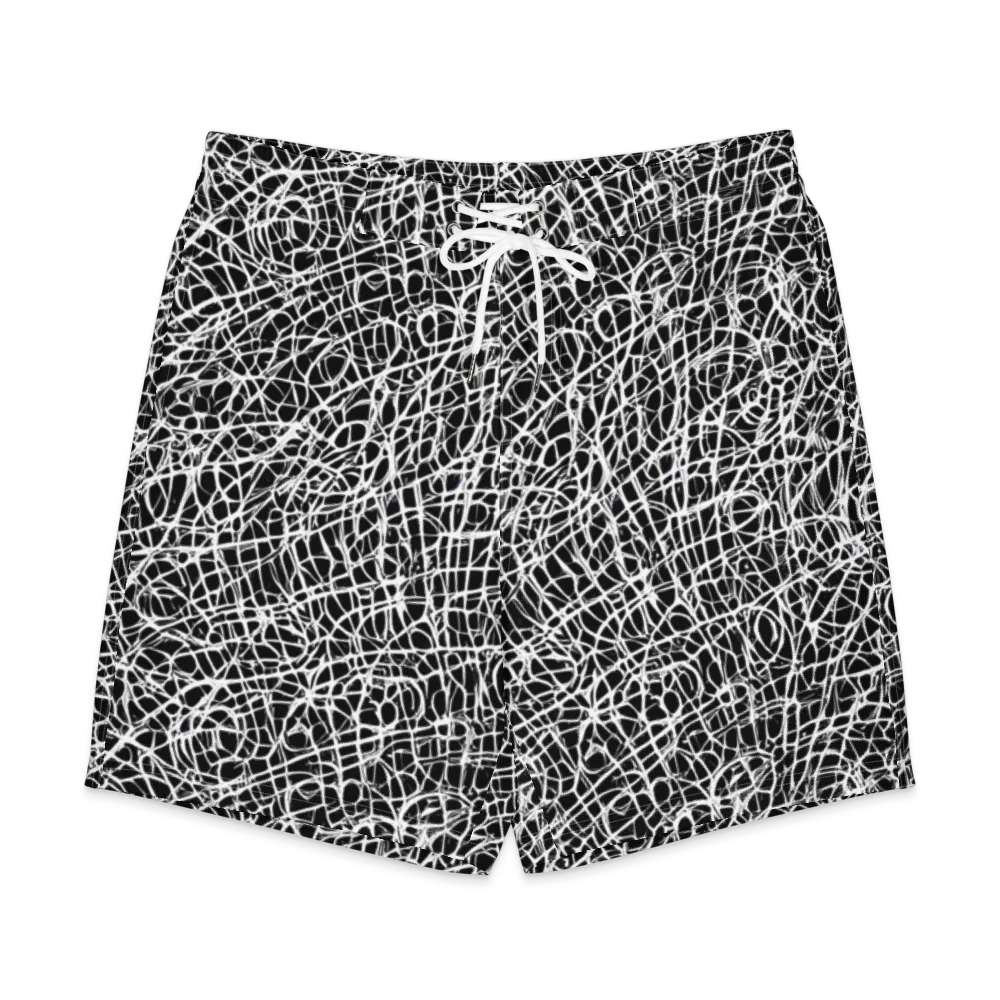 Midnight Scribble on Men's Board Shorts — Front