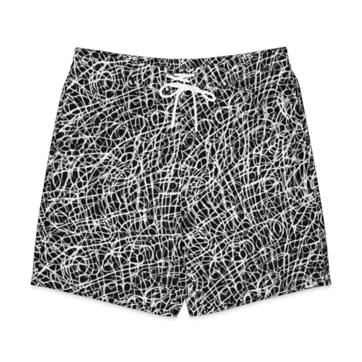 Midnight Scribble on a Men's Board Shorts