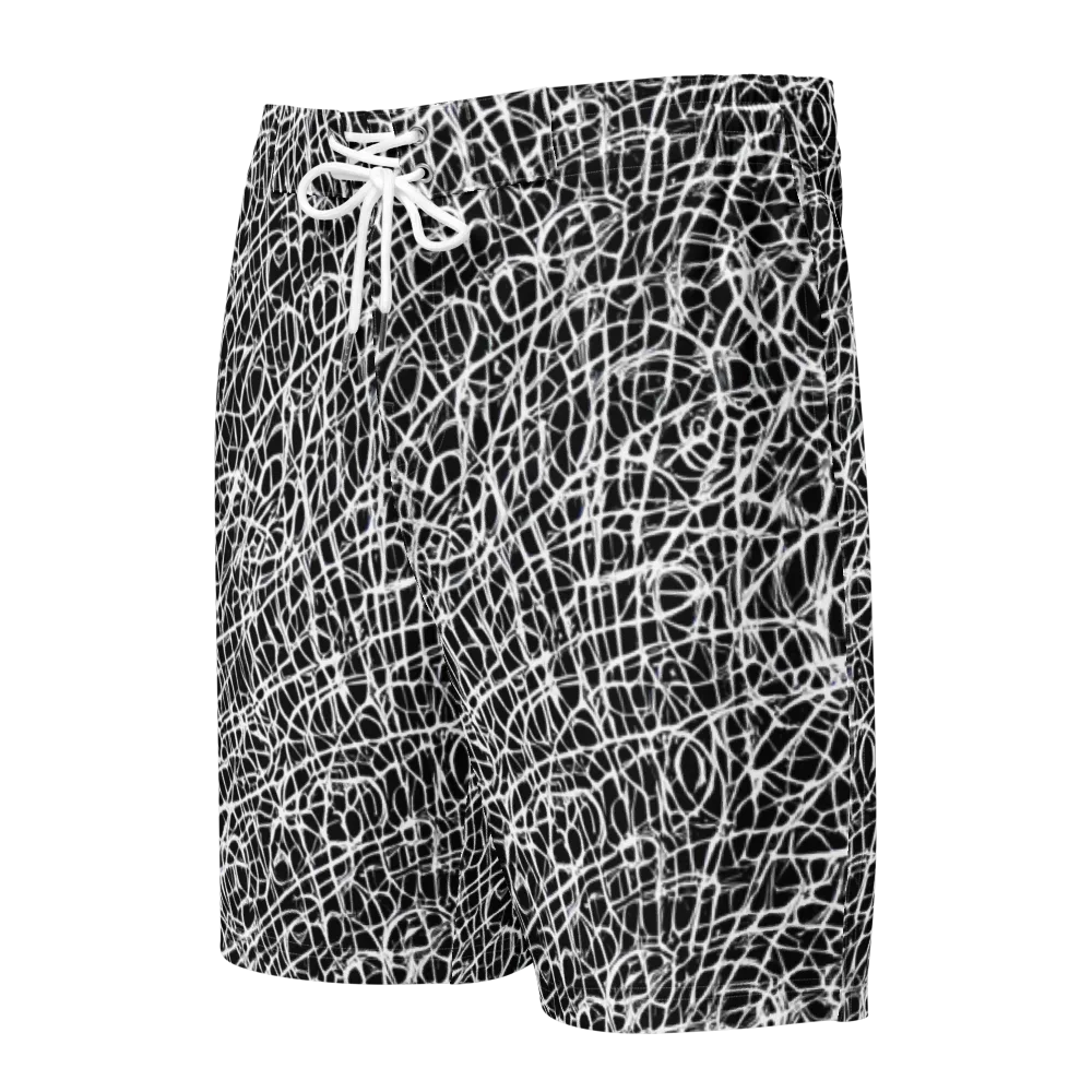 Midnight Scribble on Men's Board Shorts — Front