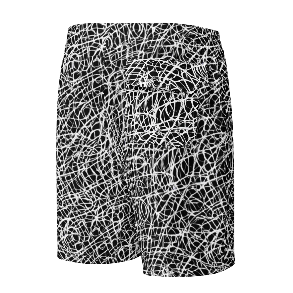 Midnight Scribble on Men's Board Shorts — Back