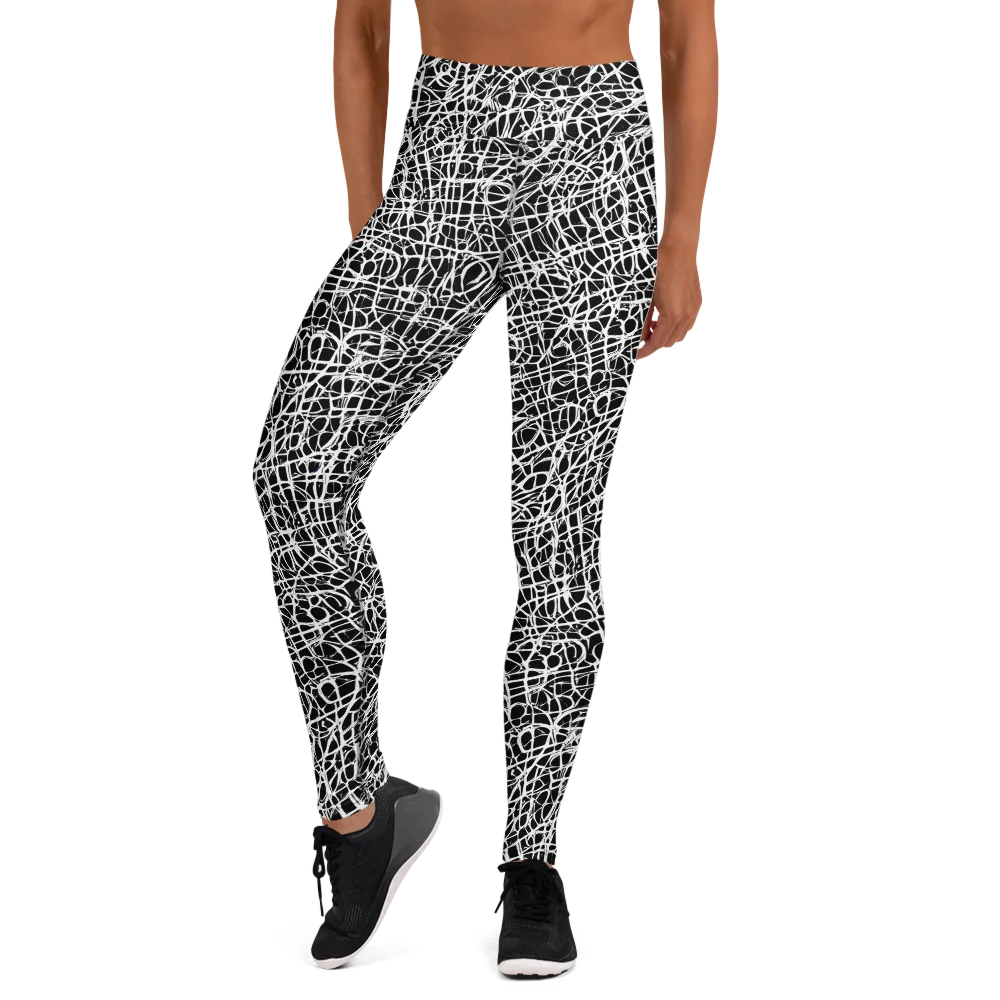 Midnight Scribble on Yoga Leggings — Front
