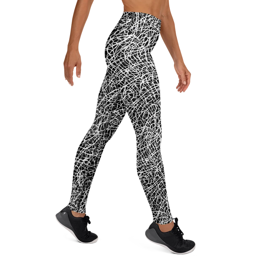 Midnight Scribble on Yoga Leggings — Right