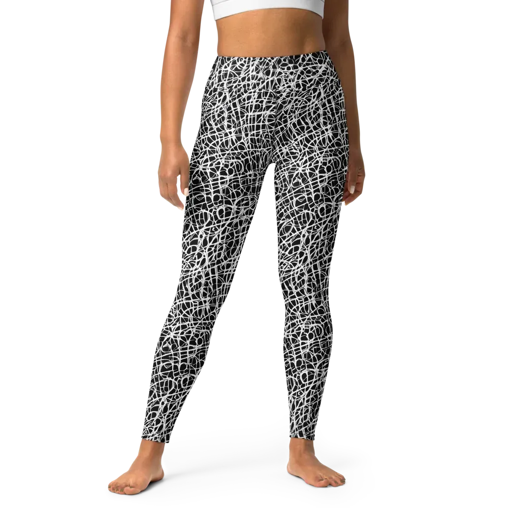 Midnight Scribble on Yoga Leggings — Front