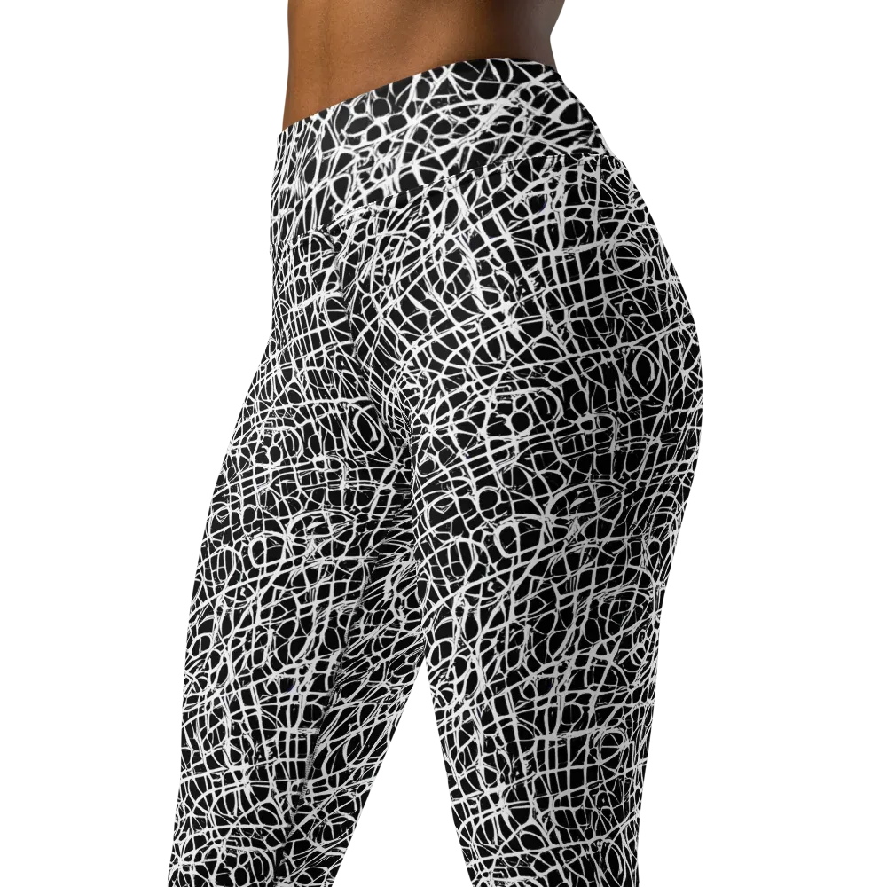 Midnight Scribble on Yoga Leggings — Left Front