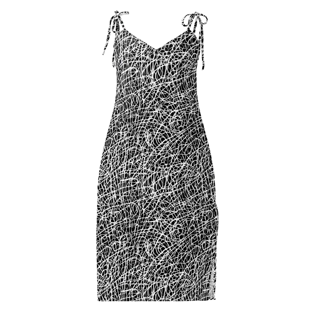 Midnight Scribble on Slip Dress — Front