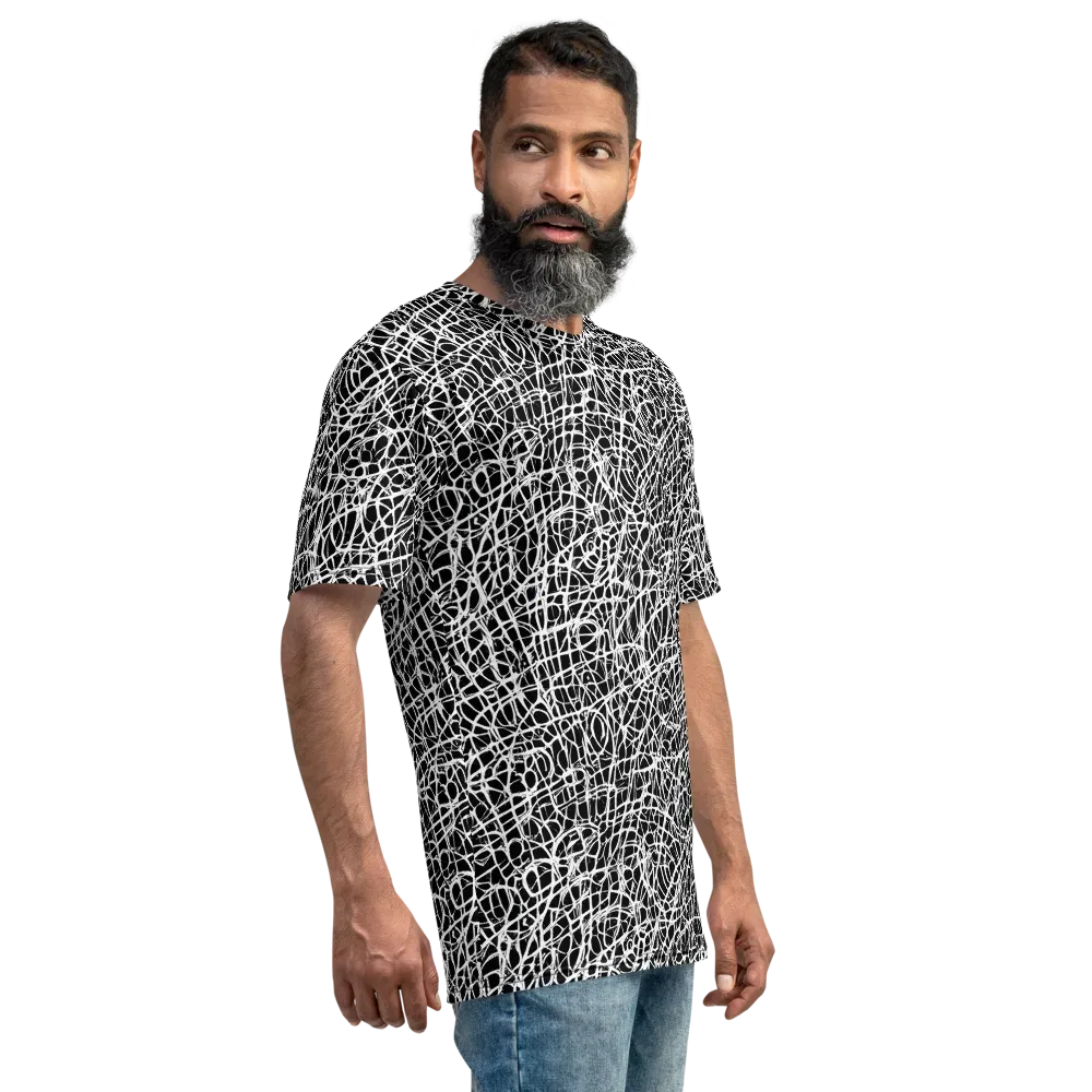Midnight Scribble on Men's Crew Neck T-Shirt — Right