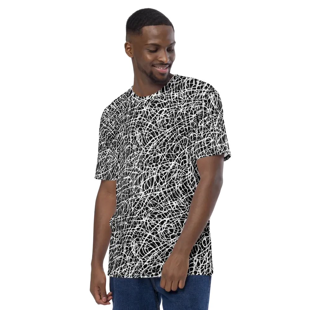 Midnight Scribble on Men's Crew Neck T-Shirt — Left