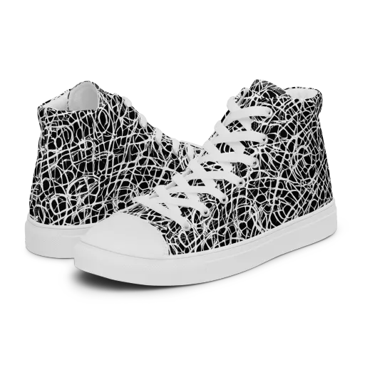 Midnight Scribble on a Men's High Top Canvas Shoes