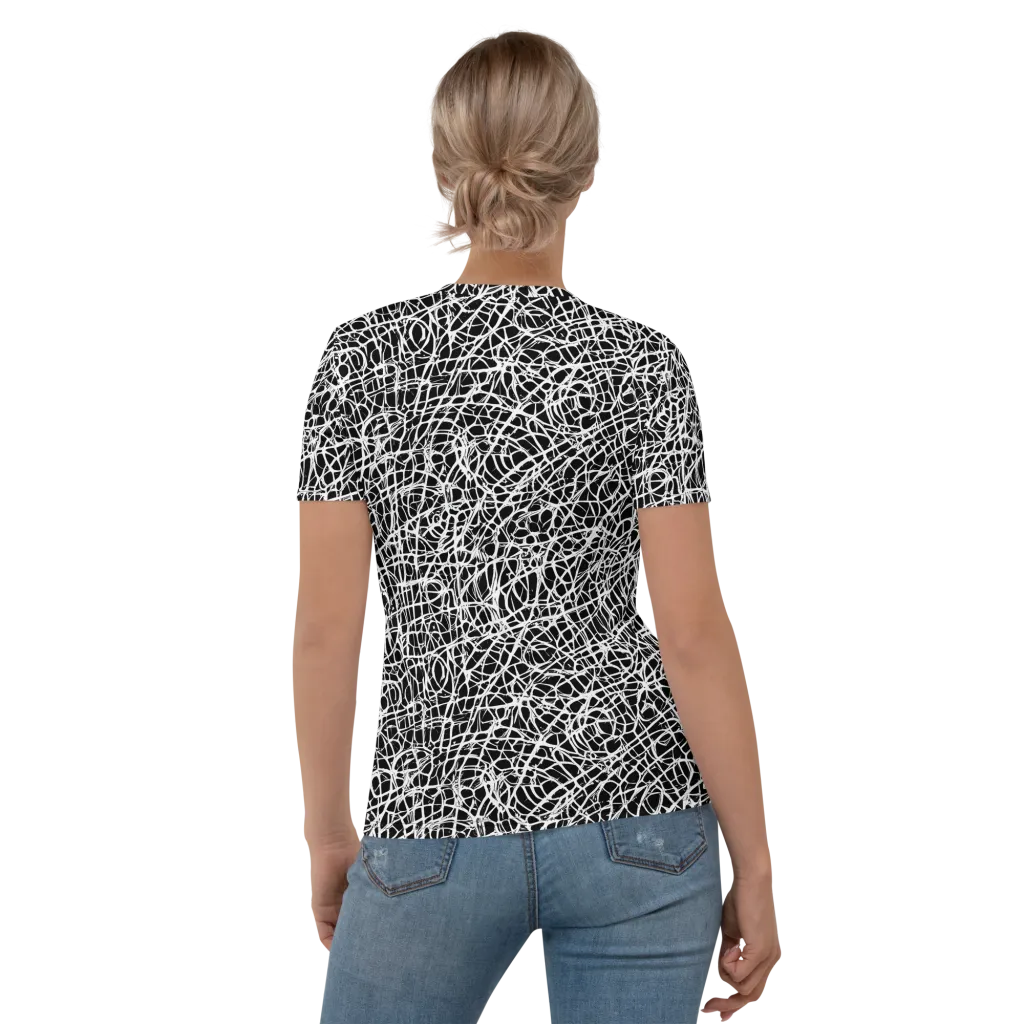 Midnight Scribble on Women's Crew Neck T-Shirt — Back