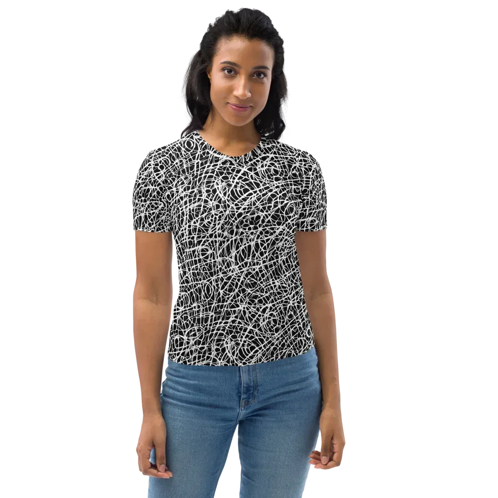 Midnight Scribble on Women's Crew Neck T-Shirt — Front