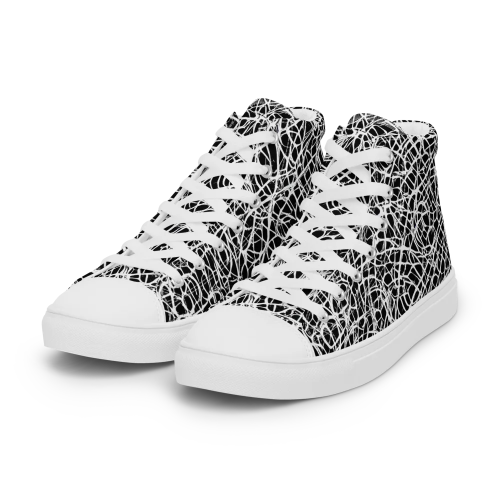 Midnight Scribble on Women's High Top Canvas Shoes — Left Front