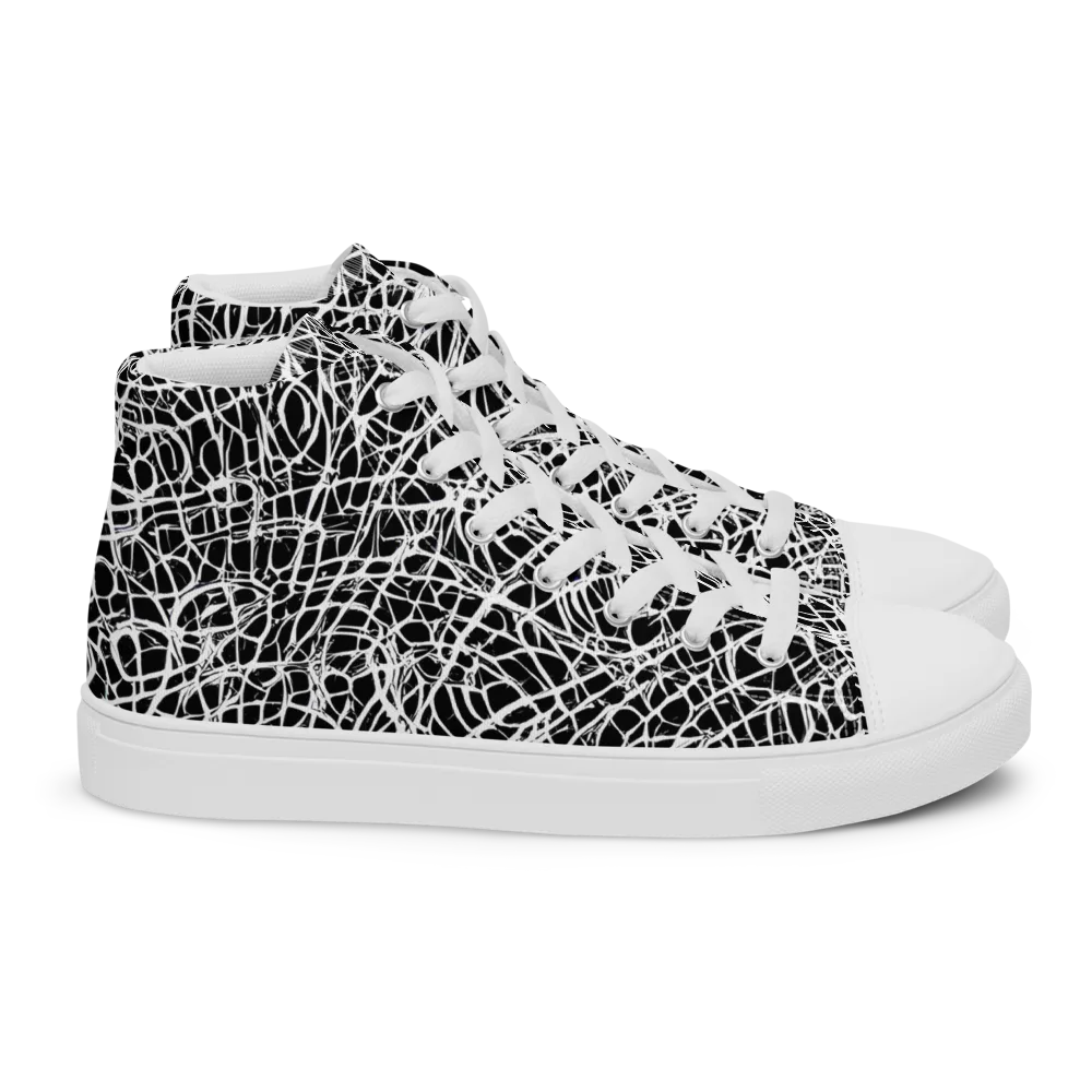 Midnight Scribble on Women's High Top Canvas Shoes — Right