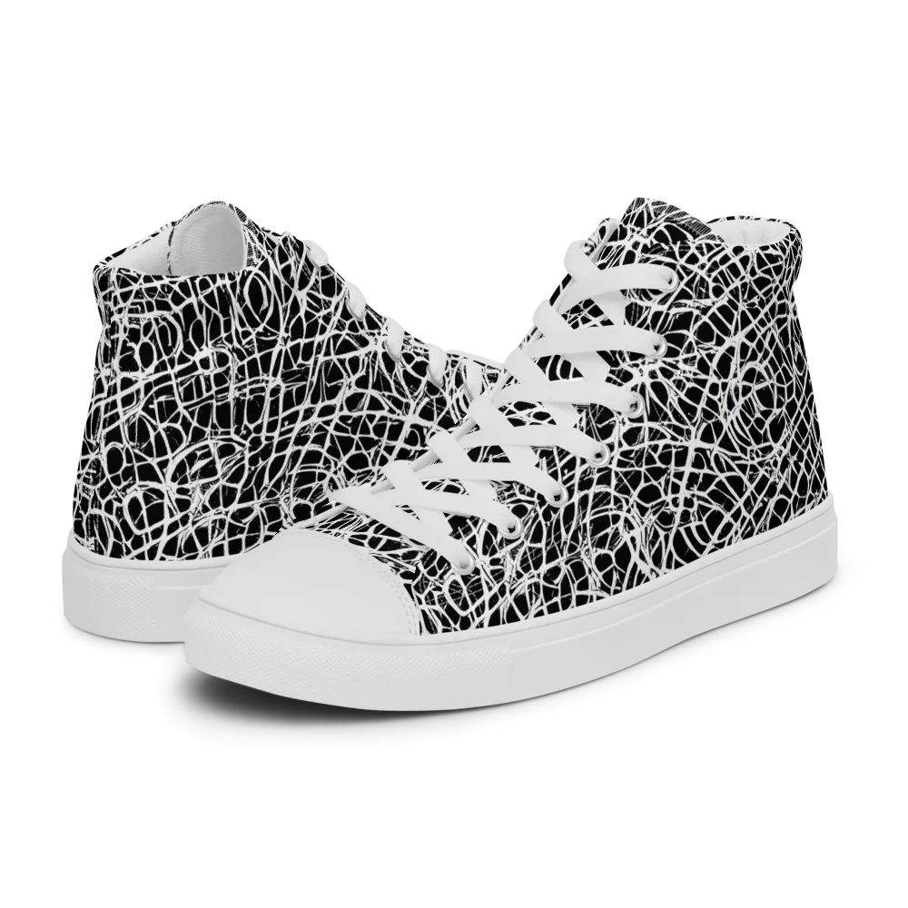 Midnight Scribble on Women's High Top Canvas Shoes — Left