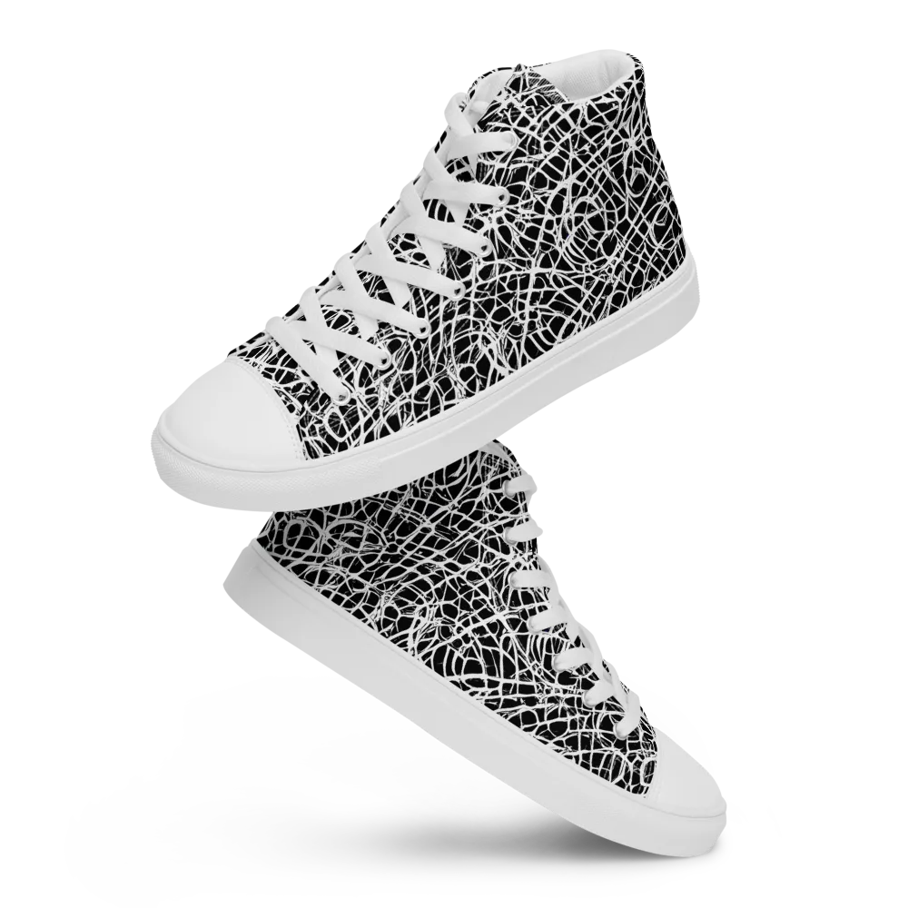 Midnight Scribble on Women's High Top Canvas Shoes — Front