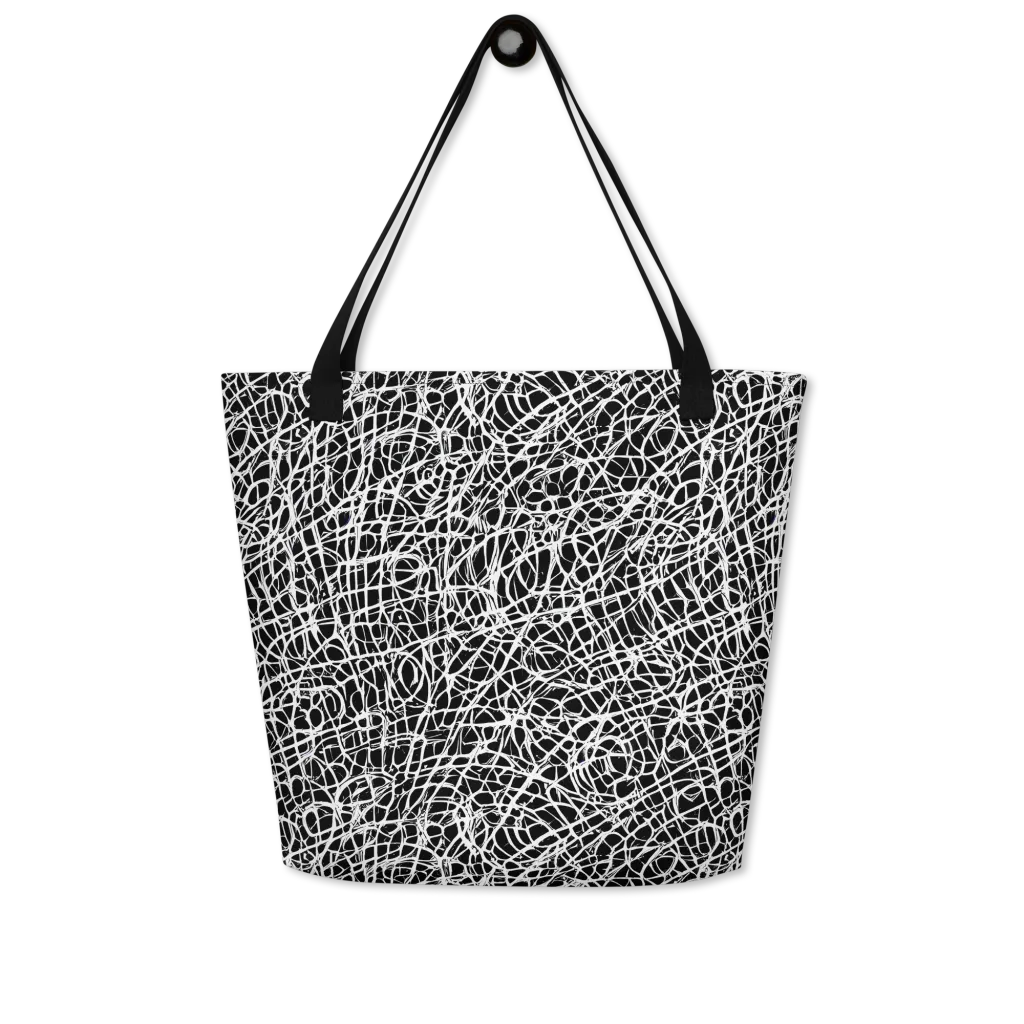 Midnight Scribble on Large Tote Bag W/ Pocket — Front
