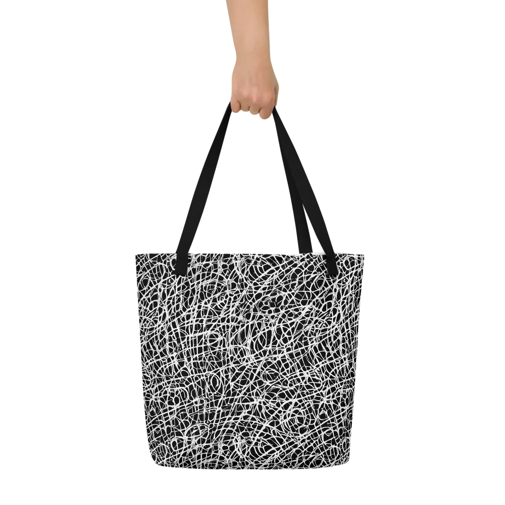 Midnight Scribble on Large Tote Bag W/ Pocket — Front