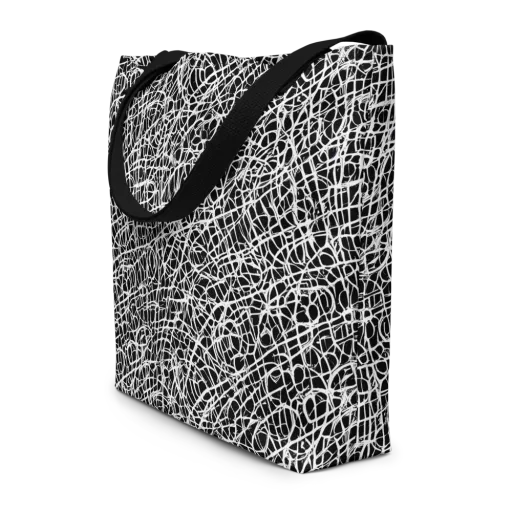 Midnight Scribble on a Large Tote Bag W/ Pocket