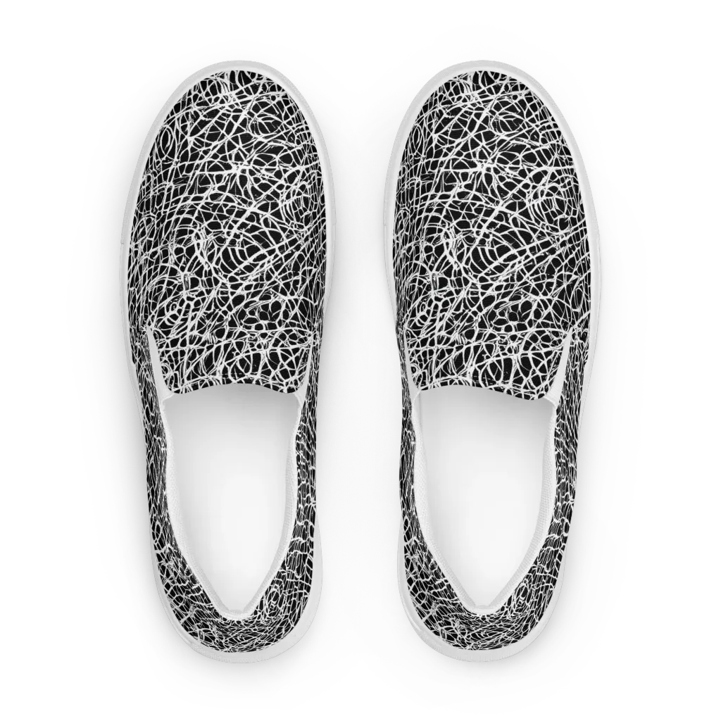 Midnight Scribble on Women's Slip-On Canvas Shoes — Front