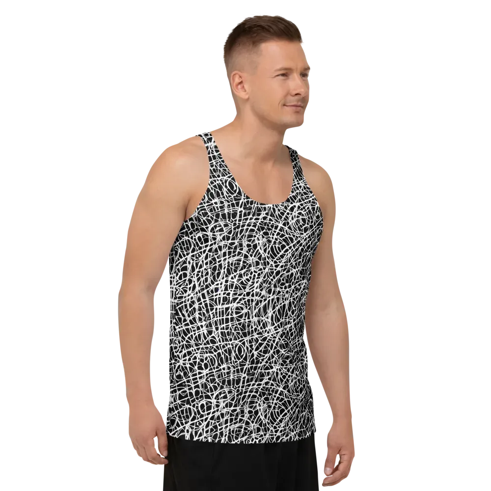 Midnight Scribble on Men's Tank Top — Right Front