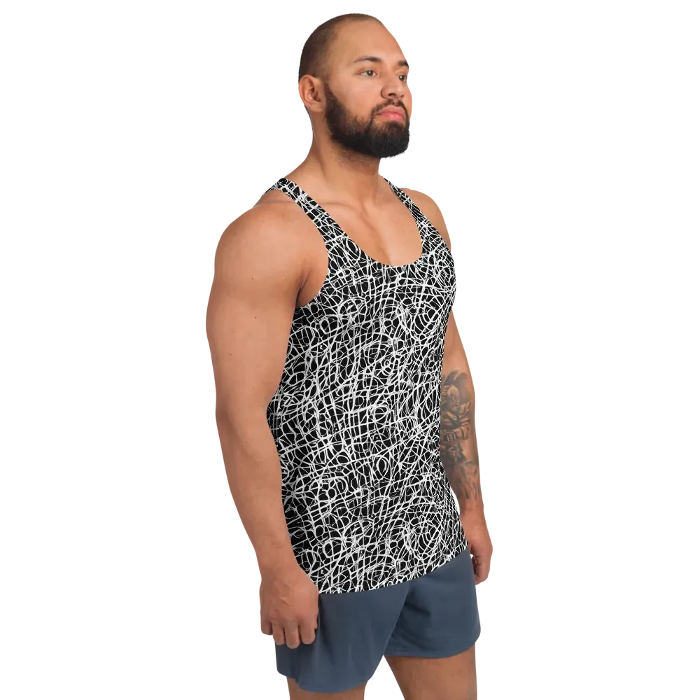 Midnight Scribble on Men's Tank Top — Right Front