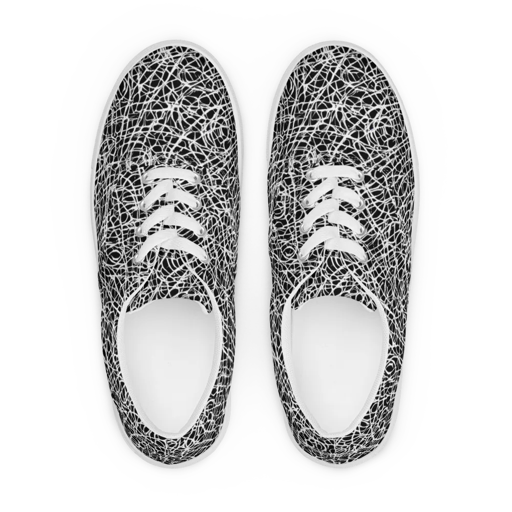 Midnight Scribble on Men's Lace-Up Canvas Shoes — Front