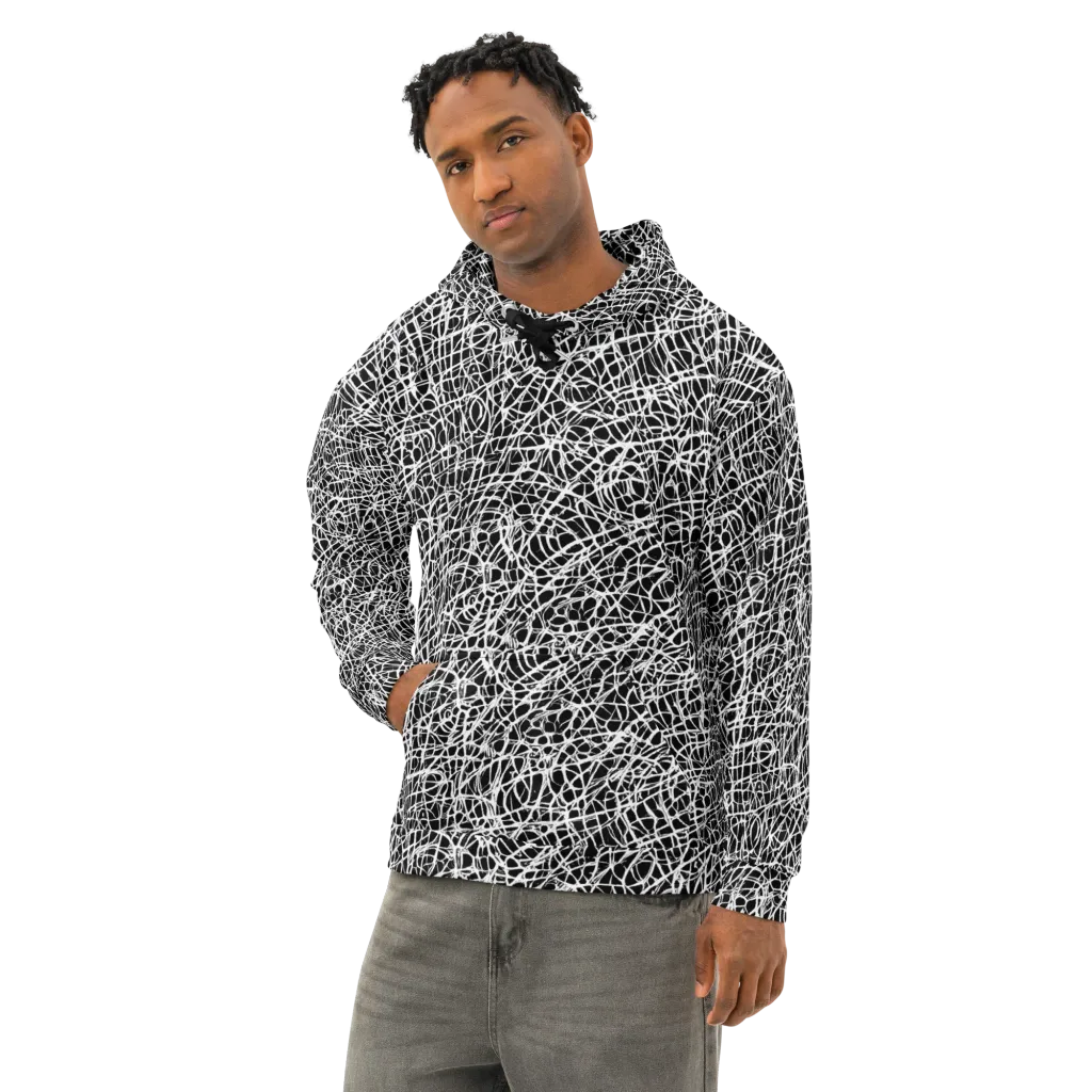 Midnight Scribble on Cotton Hoodie — Left Front