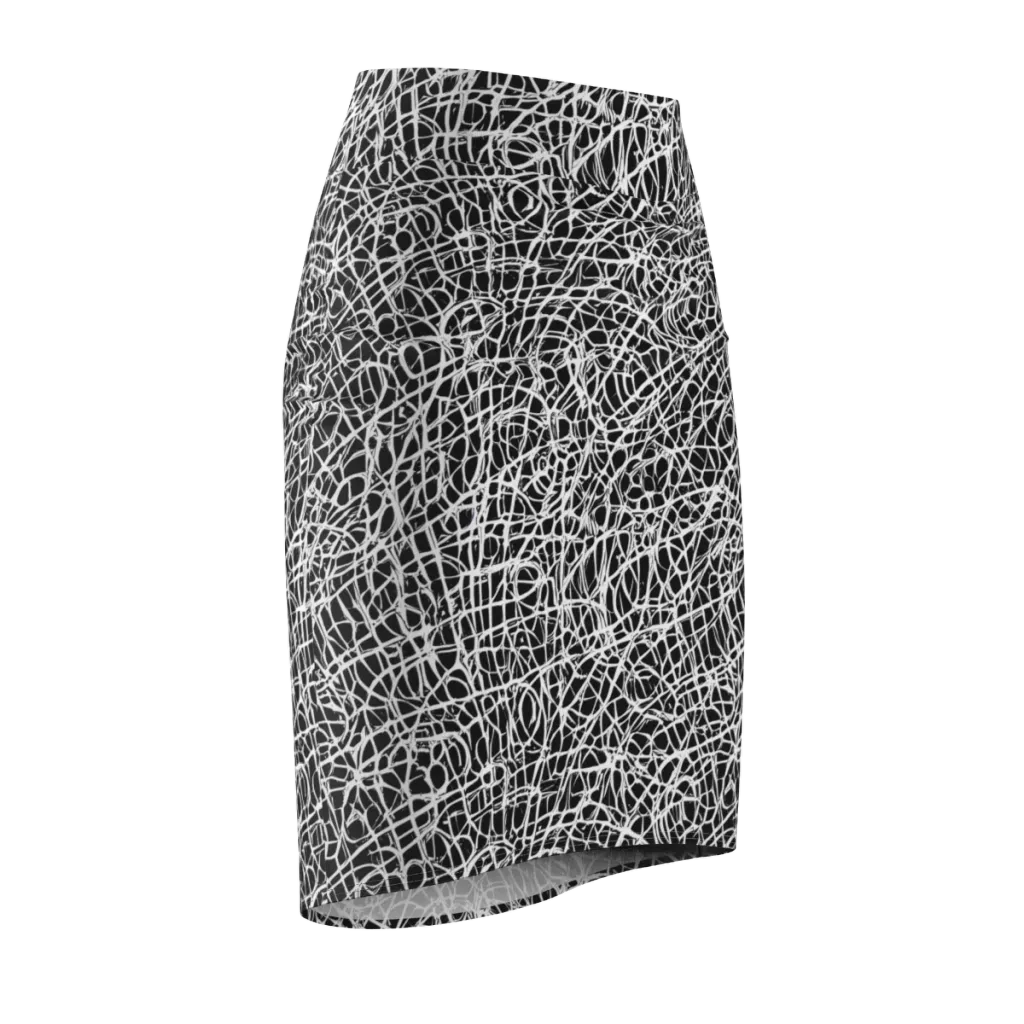 Midnight Scribble on Pencil Skirt — Front Side