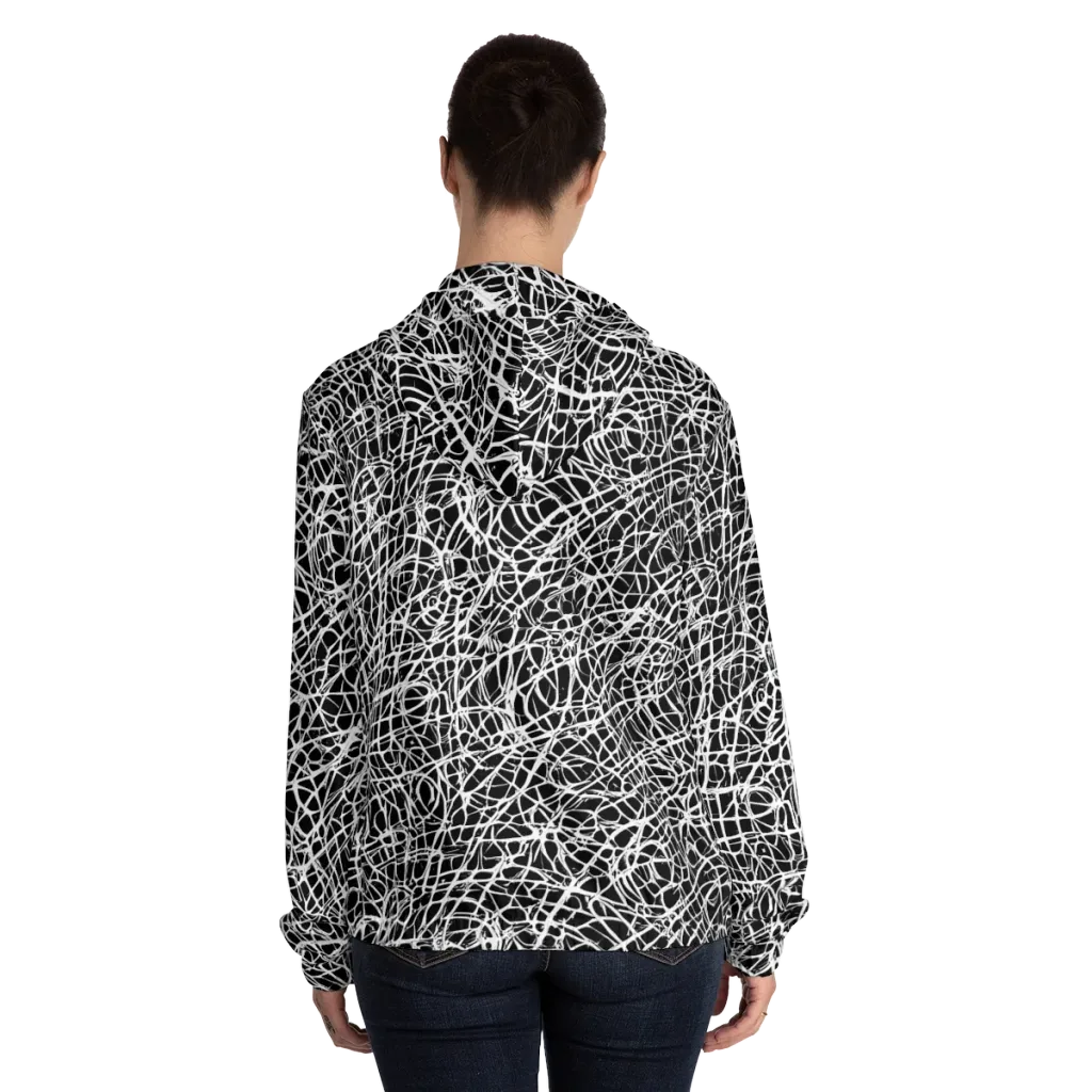 Midnight Scribble on Women's Full-Zip Hoodie — Back On Person