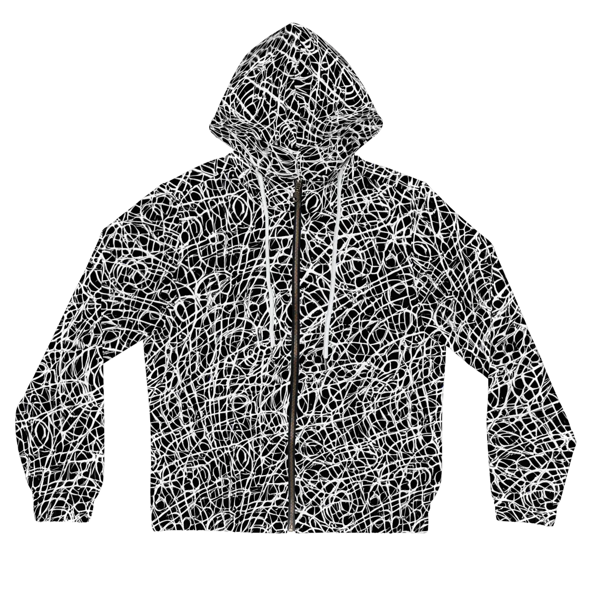 Midnight Scribble on Women's Full-Zip Hoodie — Front