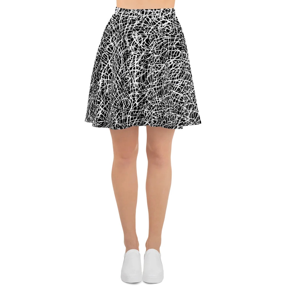 Midnight Scribble on Skater Skirt — Front