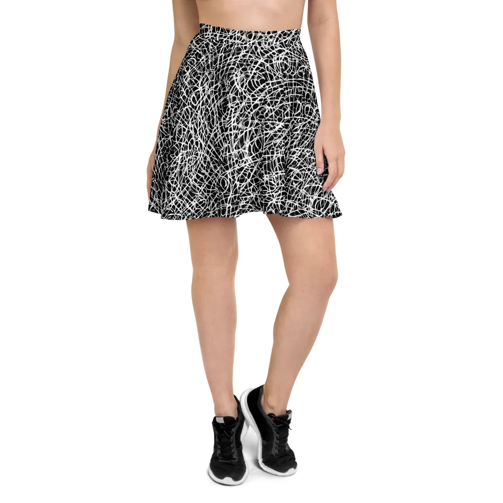 Midnight Scribble on Skater Skirt — Front