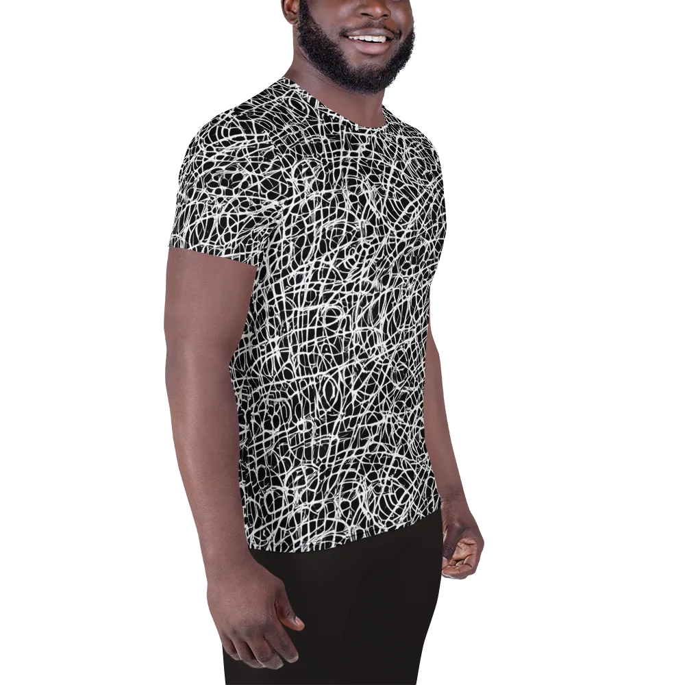 Midnight Scribble on Men's Athletic T-Shirt — Right