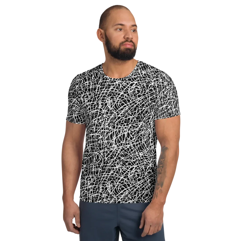 Midnight Scribble on Men's Athletic T-Shirt — Front