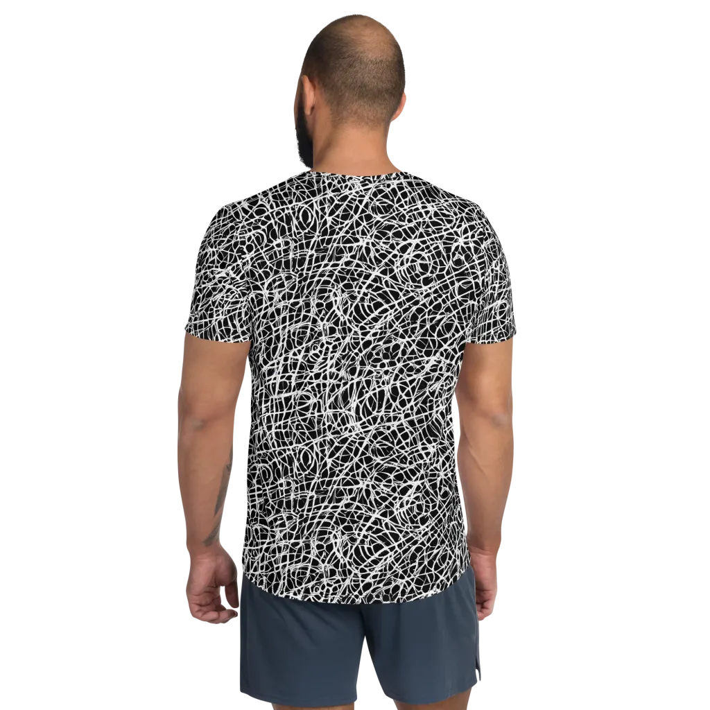 Midnight Scribble on Men's Athletic T-Shirt — Back