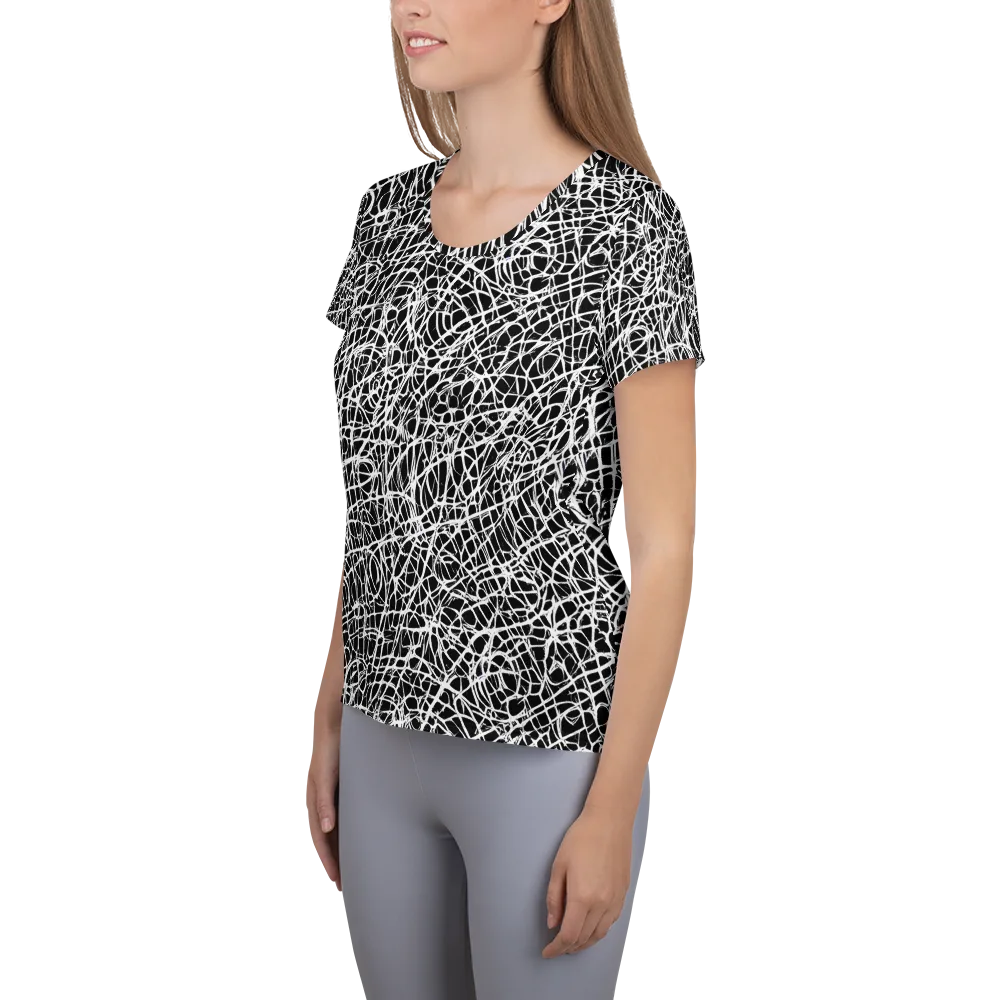Midnight Scribble on Women's Athletic T-Shirt — Left