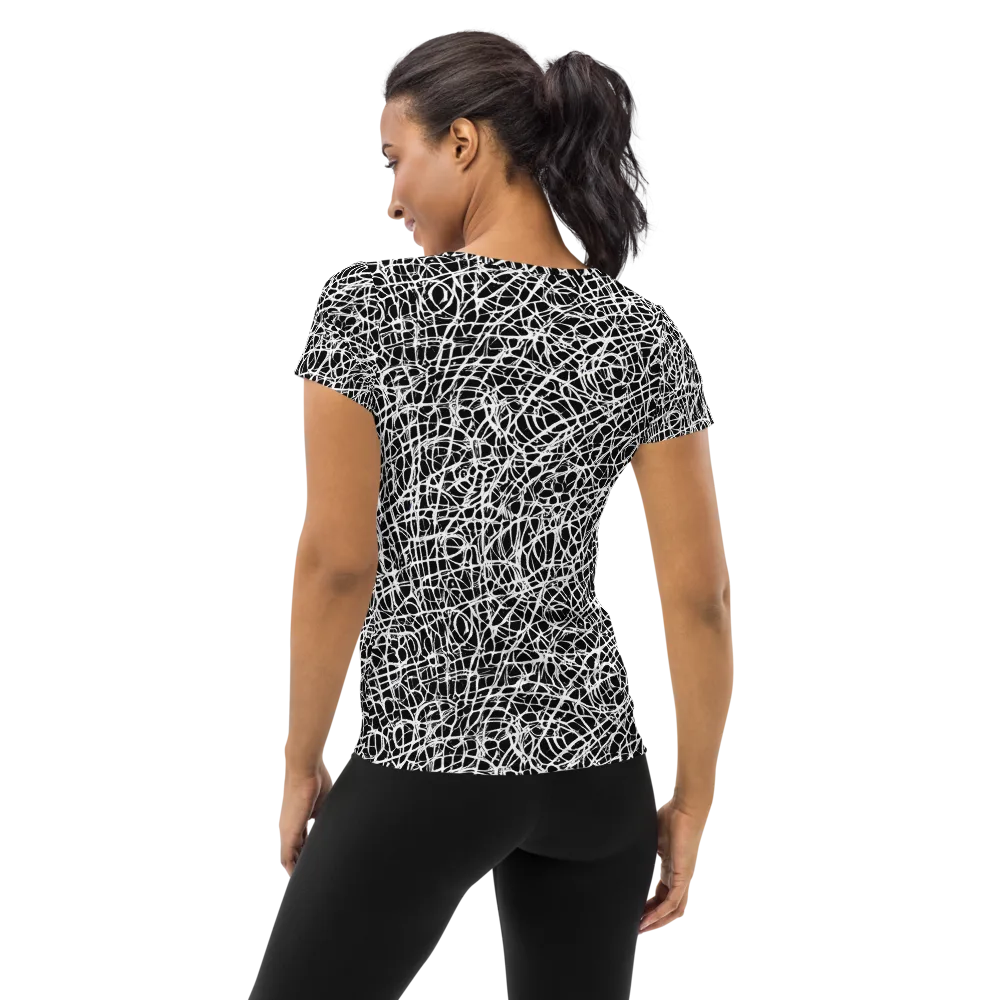 Midnight Scribble on Women's Athletic T-Shirt — Back