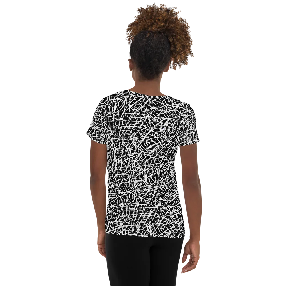 Midnight Scribble on Women's Athletic T-Shirt — Back