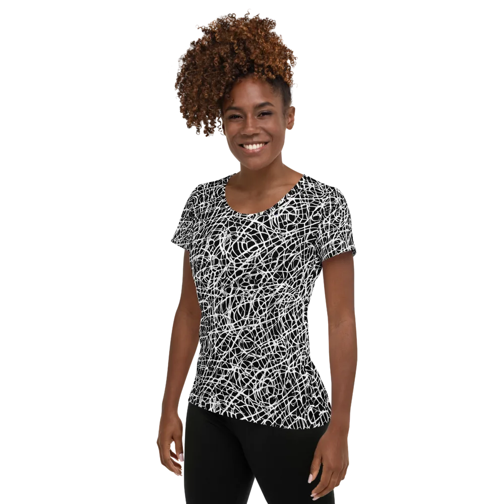Midnight Scribble on Women's Athletic T-Shirt — Left
