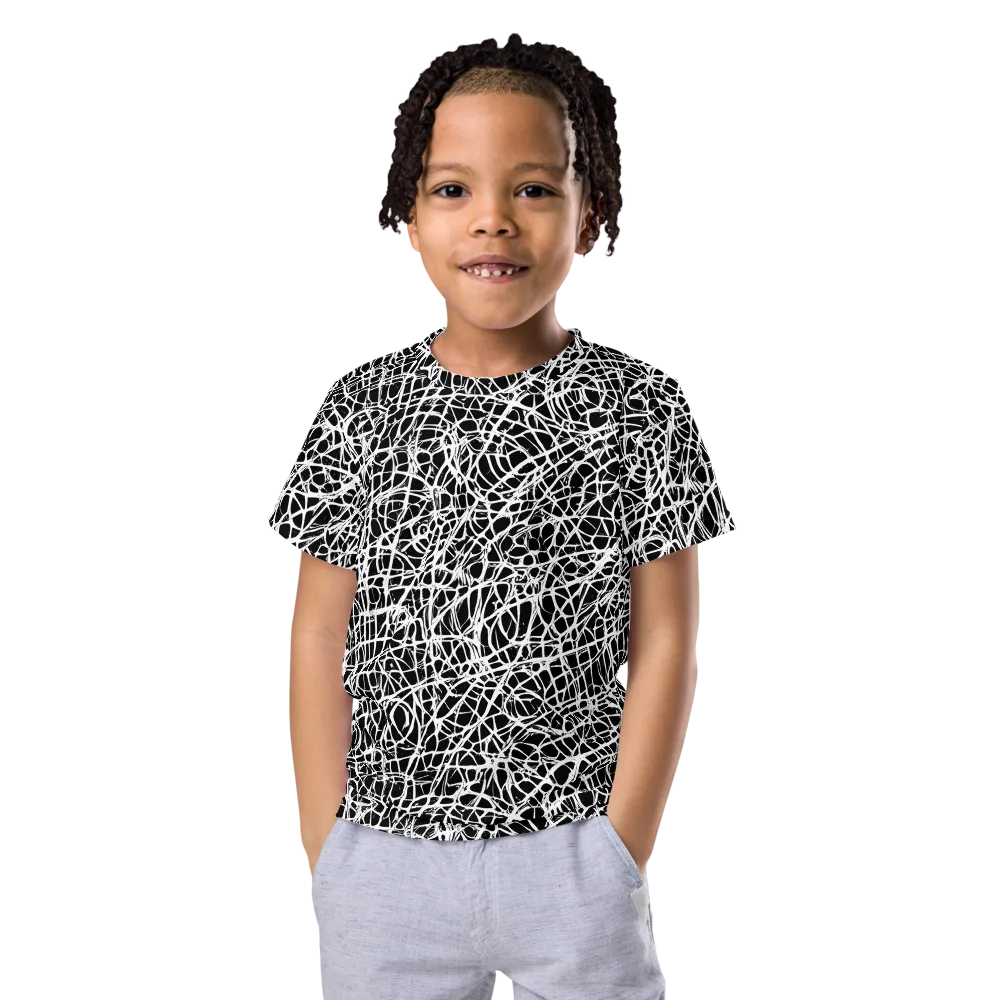 Midnight Scribble on Kids Crew Neck T-Shirt — Front