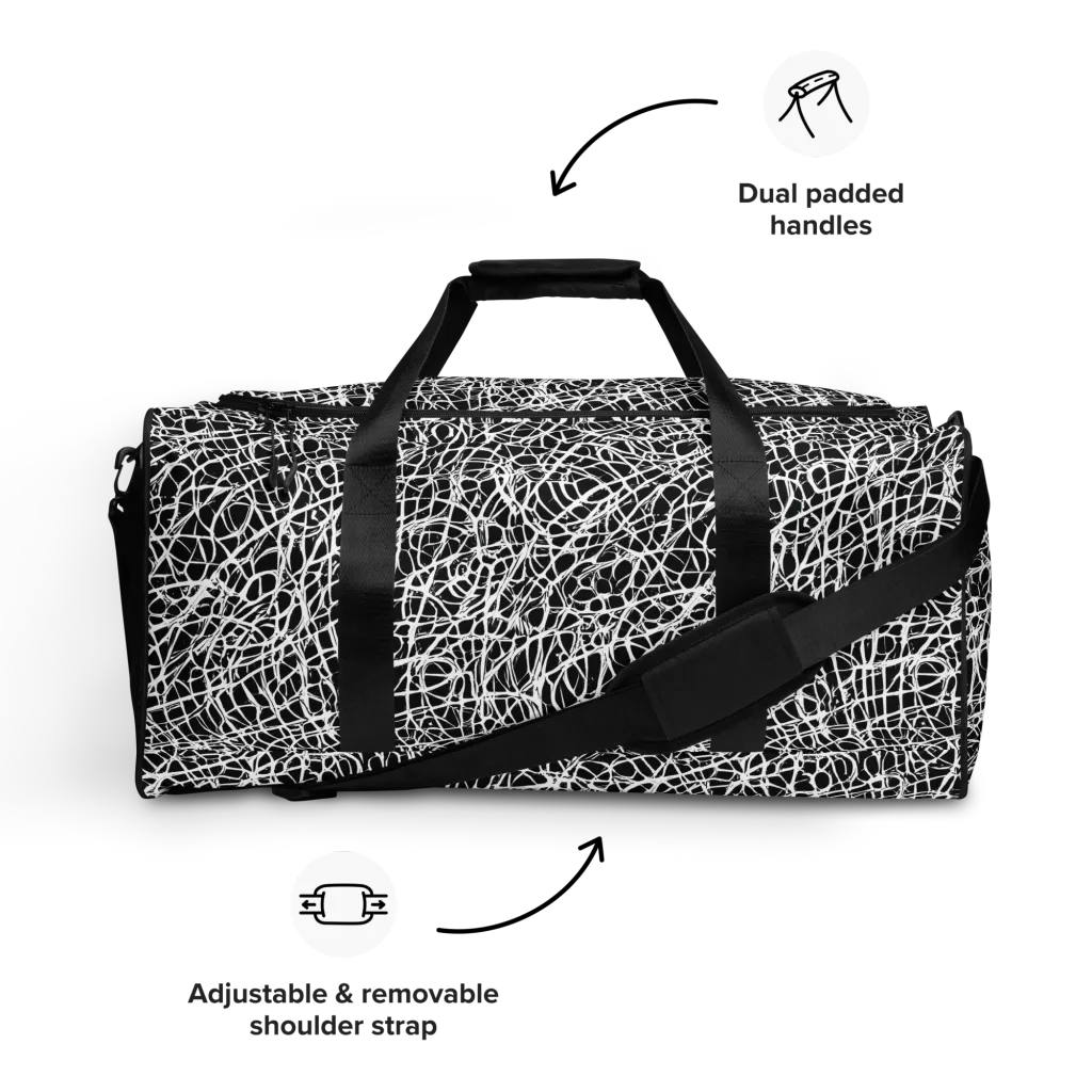 Midnight Scribble on Duffle Bag — Front