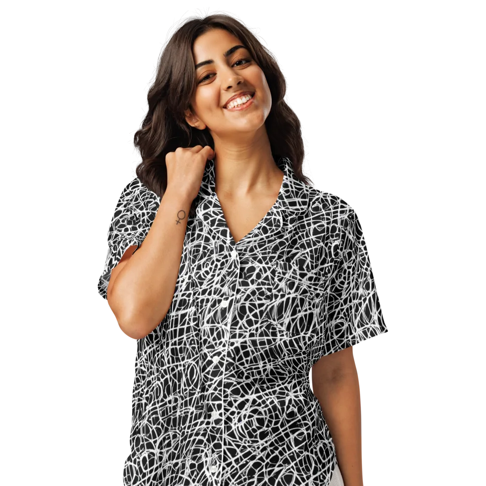 Midnight Scribble on Women's Short Sleeve Pajama Top — Front