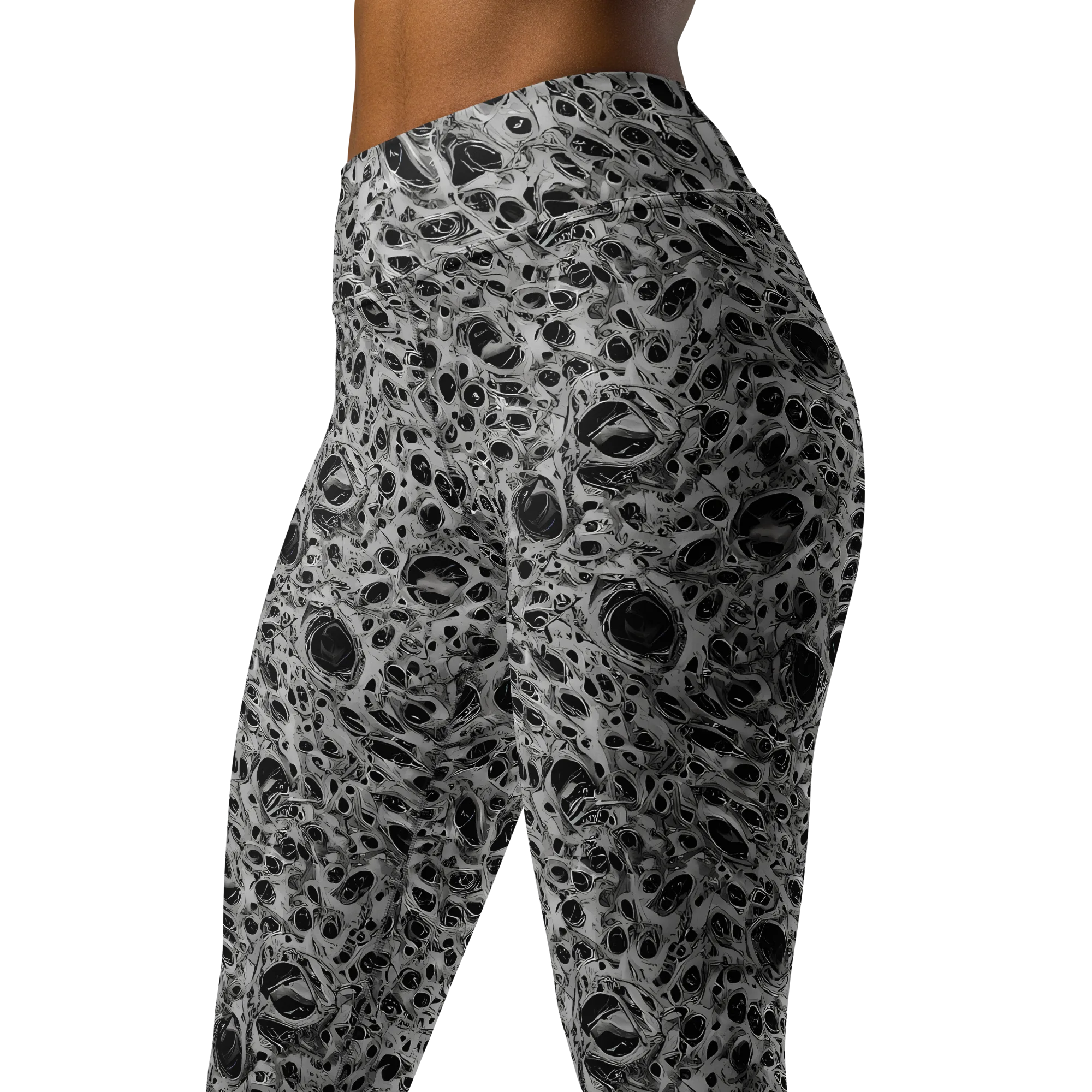 Black Matter on Yoga Leggings — Left Front